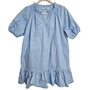 English Factory Blue Puff Sleeve Mini Dress